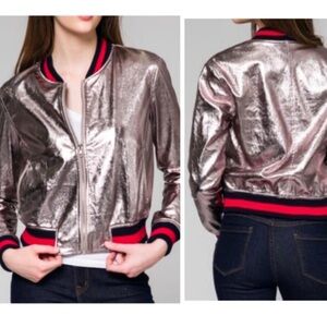 Honey Punch Metallic Bomber Jacket NWT Size S